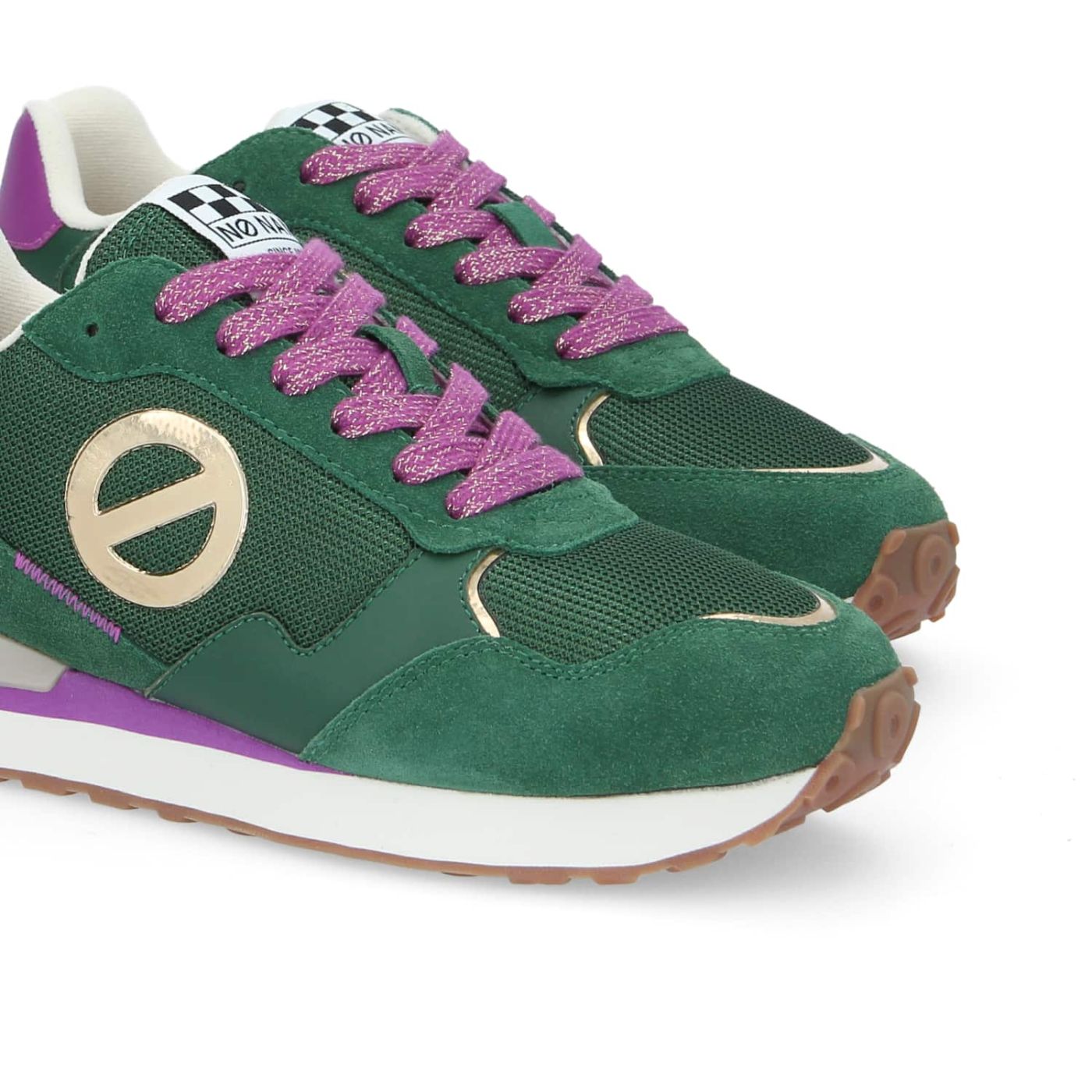 TOVA RUNNER W  -  SUEDE/KNIT/NAP.  - VERDE SCURO/VIOLA